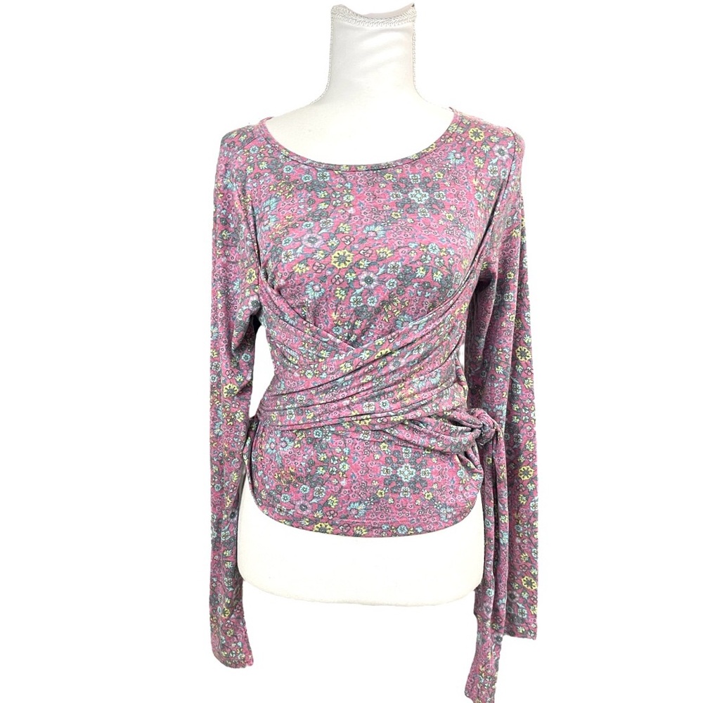 Anthropologie Daily Practice Long Sleeve Wrap Front Long Sleeve Boho Floral yoga